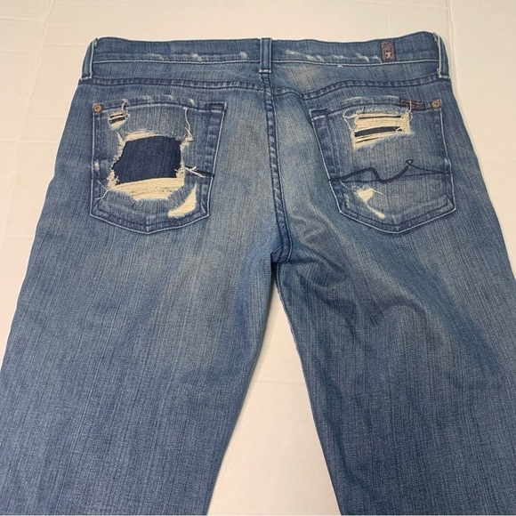 7 For All Mankind Distressed Straight Leg Jeans Size 29 - Picture 10 of 11